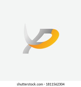 Letra de diseño del logotipo P gradiente 3d símbolo moderno color naranja