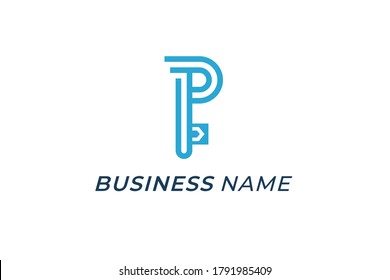logo design letter P and key