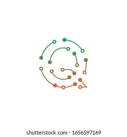 Logo design of letter Q  for technology, electronics, digital, connection. Minimal awesome trendy professional logo design template 
