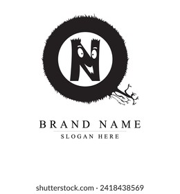 Logo design letter QN, Modern Abstract Letter QN Logo, Initial lowercase letter logo QN, smiling letter QN