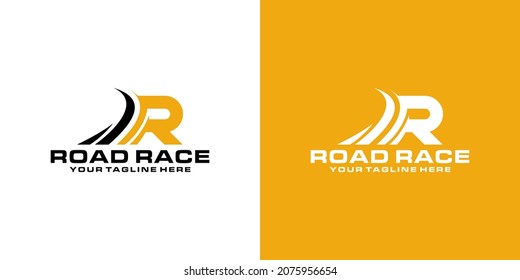 logo design letter R and road racing, logo racing, automotive and workshop