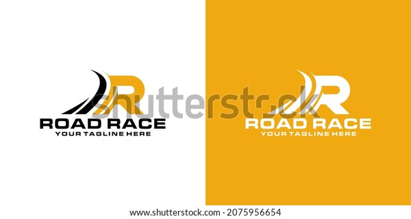 logo design letter R and road racing, logo\
racing, automotive and\
workshop