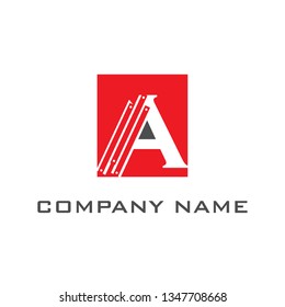 logo design, letter A red logo, elegant letter A vector concept