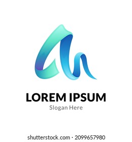 logo design of letter A with ribbon style