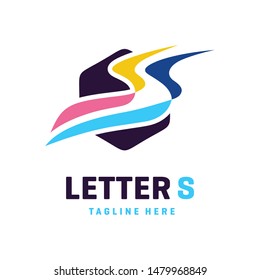 logo design letter S in full color