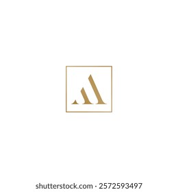 logo design letter A square technology