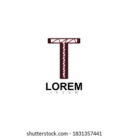 Logo Design for Letter T. Scribble Red Lines Colored Logo Design For Letter T. Sketch Effect logo Design for Alphabet  T.