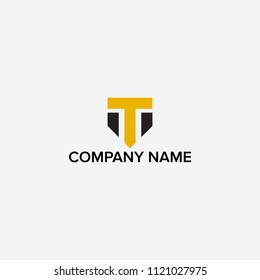 Logo design for letter T and shield