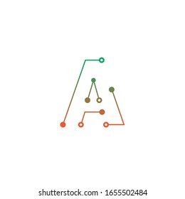 Diseño de logotipo de la letra A para tecnología, electrónica, digital, conexión. Plantilla de diseño de logotipo profesional de moda mínima 