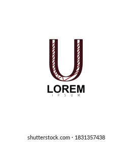 Diseño de logotipo para la letra U. Diseño De Logotipo De Color Rojo De Líneas De Esgrima Para Letra U. Diseño del logotipo Efecto Esbozo para Alphabet U.