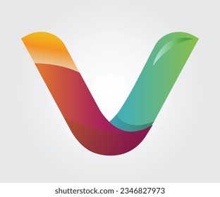 Logo Design Letter V Gradient Vector Mix Colors
