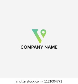 Logo design for letter V and Pin Map