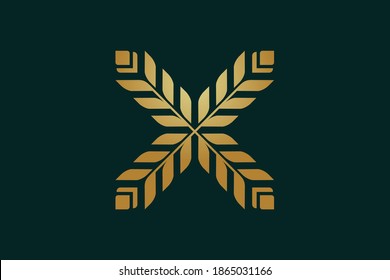 Diseño de logotipo de la combinación de letra x con trigo