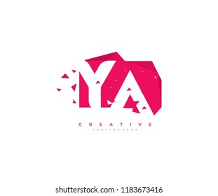 Logo Design Letter YA Abstract Origami Rectangle Shape Triangle Pixel