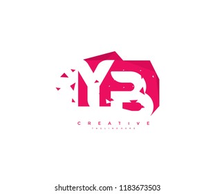 Logo Design Letter YB Abstract Origami Rectangle Shape Triangle Pixel