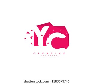Logo Design Letter YC Abstract Origami Rectangle Shape Triangle Pixel