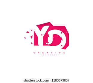 Logo Design Letter YD Abstract Origami Rectangle Shape Triangle Pixel