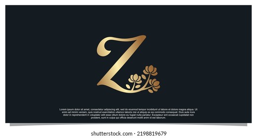 Logo design letter Z with flower unique concept Premium Vector