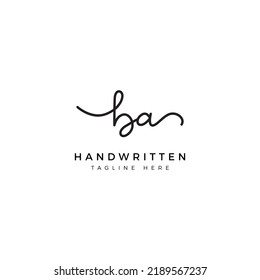 Logo design letters B and A. BA Handwriting font. Initial Vector template