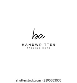 Logo design letters B and A. BA Handwriting font. Initial Vector template