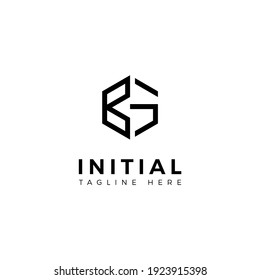 Logo design letters B and G. Hexagon shape. Vector template