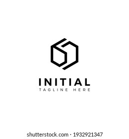 Letras B y J de diseño del logotipo. Forma de hexágono. Plantilla de vector