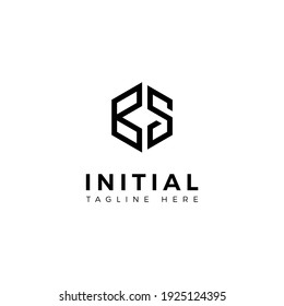 Logo design letters B and S. Hexagon shape. Vector template