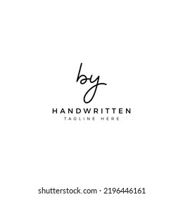 Letras de diseño de logotipo B e Y. POR letra de escritura a mano. Plantilla de vector inicial