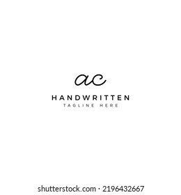 Logo design letters A and C. AC Handwriting font. Initial Vector template