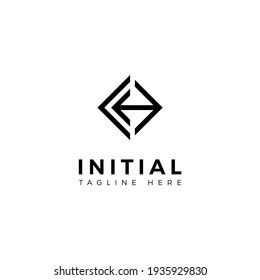 Letras C y H de diseño con logotipo. Forma cuadrada. Plantilla de vector