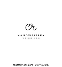 Logo design letters C and R. CR Handwriting font. Initial Vector template
