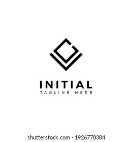 Logo design letters C and V. Square shape. Vector template