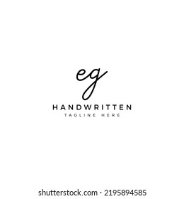 Logo design letters E and G. EG Handwriting font. Initial Vector template