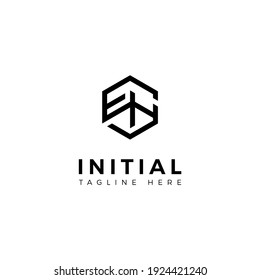 Logo design letters E and H. Hexagon shape. Vector template