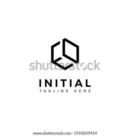 Logo design letters E and O. Hexagon shape. Vector template