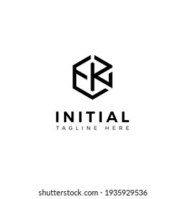 Logo design letters E and R. Hexagon shape. Vector template