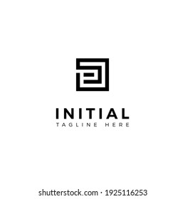 Logo design letters E and S. Square shape. Vector template