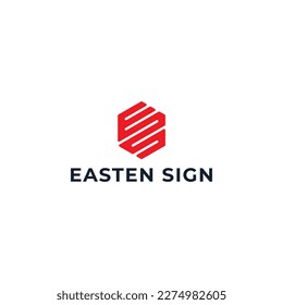 Logo design letters E and S. Hexagon shape. Vector template