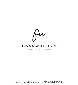 Logo design letters F and U. FU Handwriting font. Initial Vector template