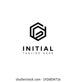 Letras de diseño de logotipo G y D. Forma de hexágono. Plantilla de vector