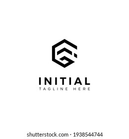 Logo design letters G and I. Hexagon shape. Vector template