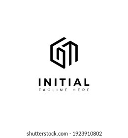 Letras de diseño de logotipo G y M. Forma de hexágono. Plantilla de vector