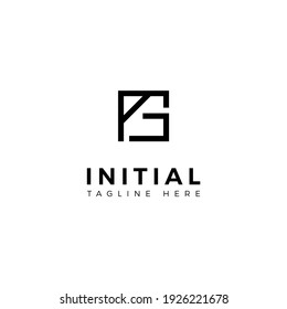 Letras A y G de diseño con logotipo. Forma cuadrada. Plantilla de vector