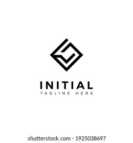 Logo design letters G and V. Square shape. Vector template