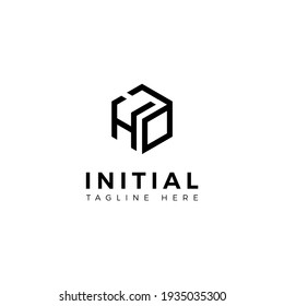 Logo design letters H and A. Hexagon shape. Vector template