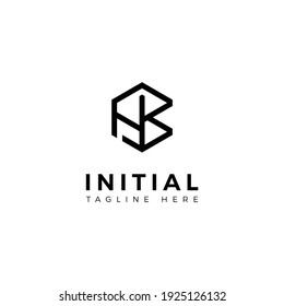 Letras de diseño de logotipo H y B. Forma de hexágono. Plantilla de vector