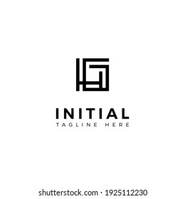 Logo design letters H and G. Square shape. Vector template