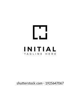 Logo design letters H and J. Square shape. Vector template
