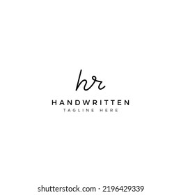 Logo design letters H and R. HR Handwriting font. Initial Vector template