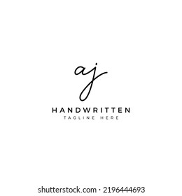 Letras A y J de diseño con logotipo. Tipo de letra de escritura a mano de AJ. Plantilla de vector inicial